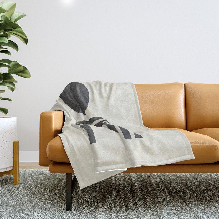 Mid Century Modern Black And White Sun And Rainbow Throw Blanket