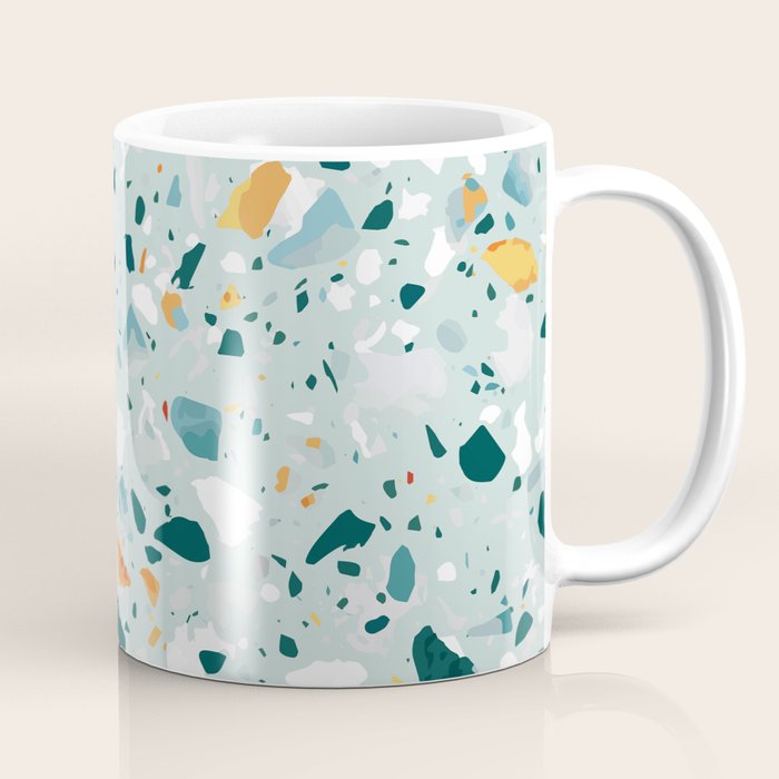 Mint Terrazzo, Eclectic Marble Texture Pattern, Colorful Neutral Pastel Illustration, Floor Tiles Coffee Mug