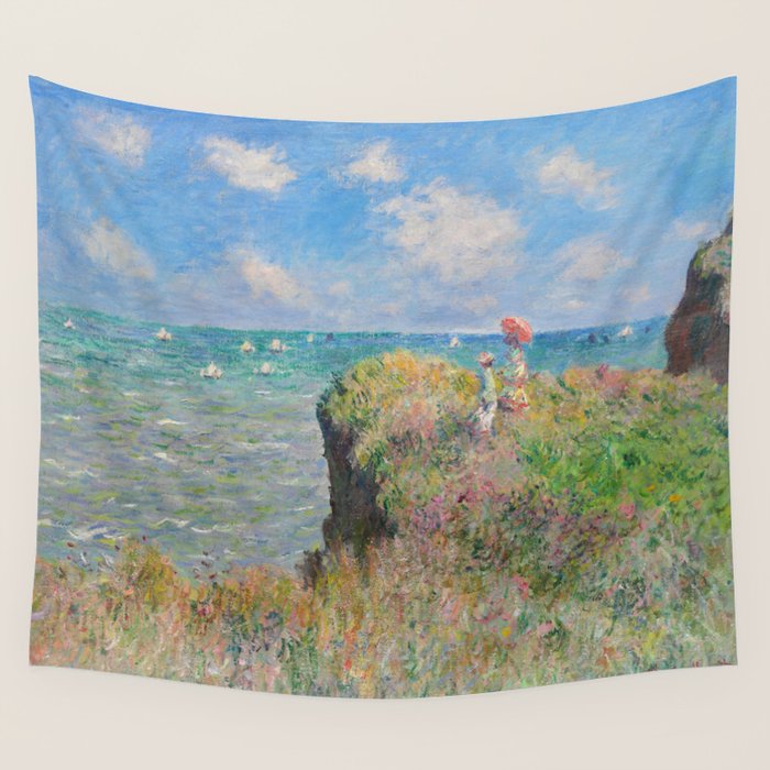 Claude Monet " Cliff Walk At Pourville" Wall Tapestry