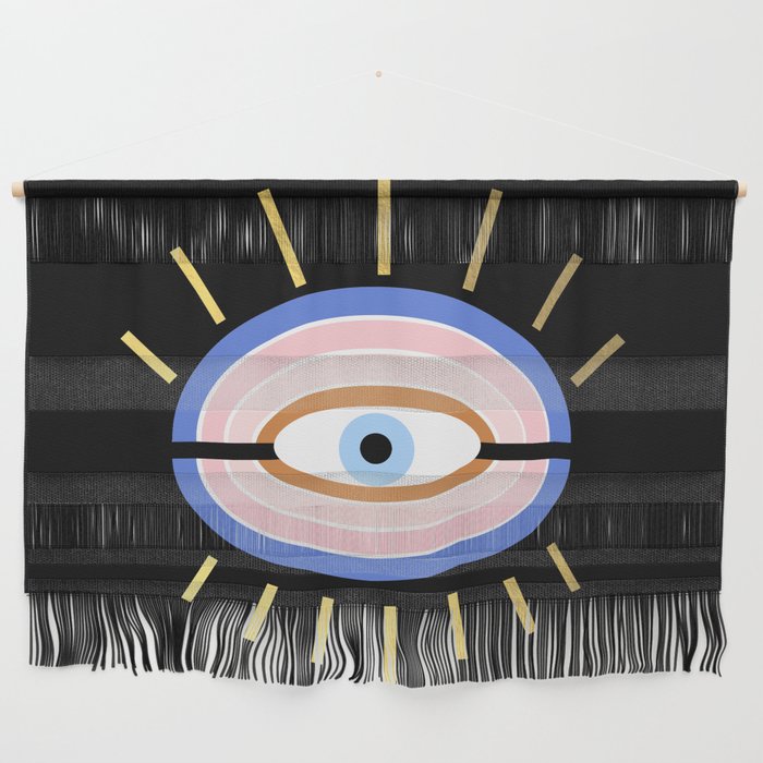 Retro Evil Eye - Black & Gold Wall Hanging