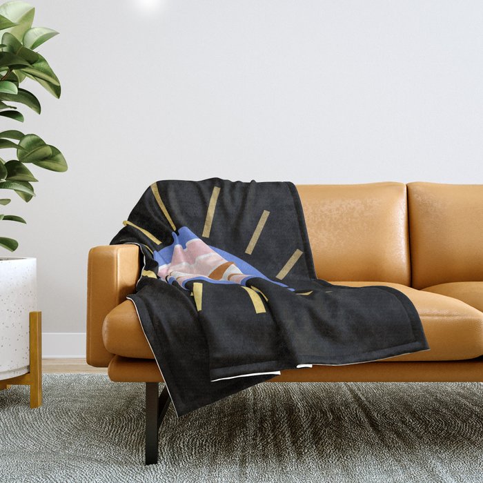 Retro Evil Eye - Black & Gold Throw Blanket