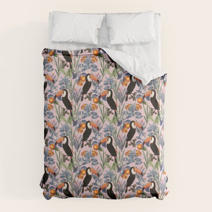 Tucan Garden #Pattern #Illustration Duvet Cover