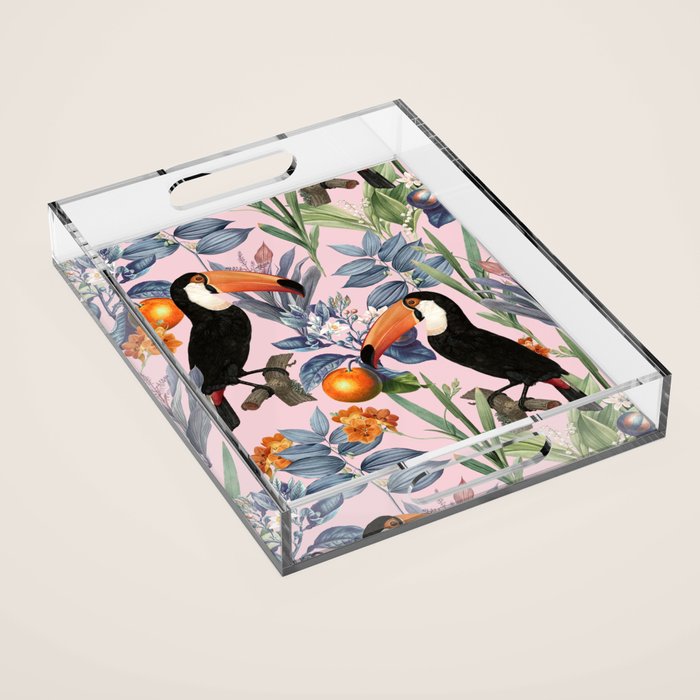 Tucan Garden #Pattern #Illustration Acrylic Tray