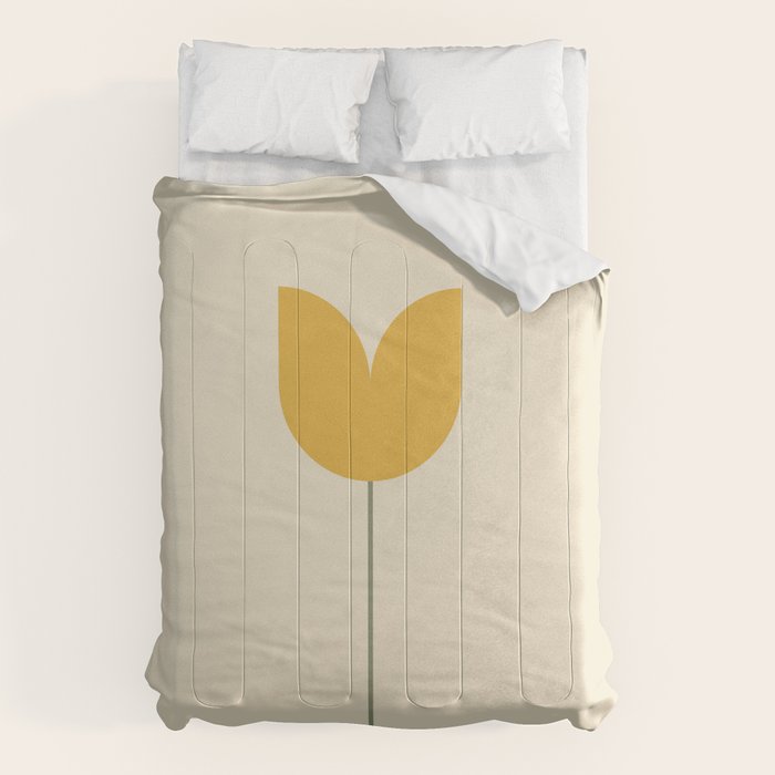 Vintage Tulip Minimalism - Yellow Comforter