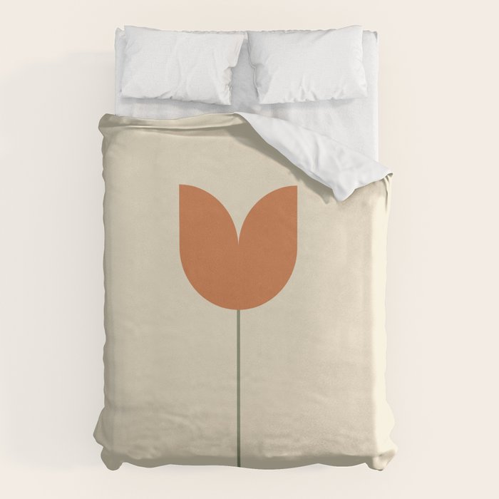 Vintage Tulip Minimalism - Red Duvet Cover