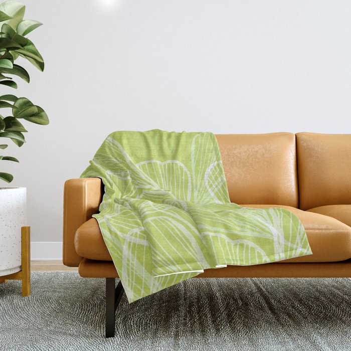 Minimal Modern Green Tropical Abstract Throw Blanket