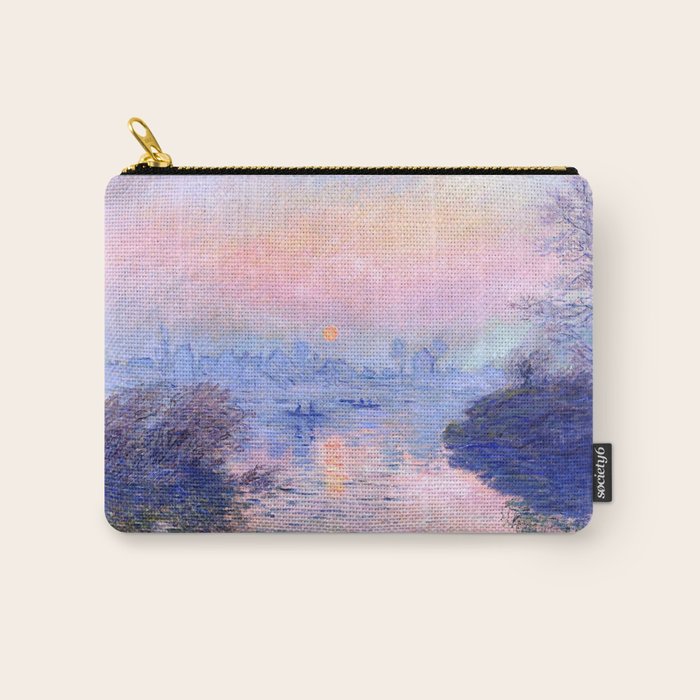 Claude Monet "Sunset On The Seine At Lavacourt. Winter Effect" Carry All Pouch