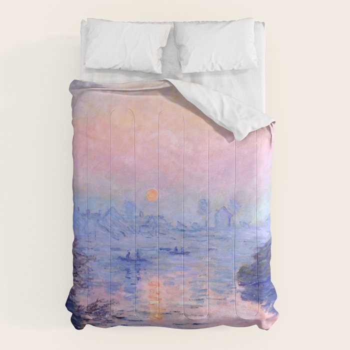Claude Monet "Sunset On The Seine At Lavacourt. Winter Effect" Comforter