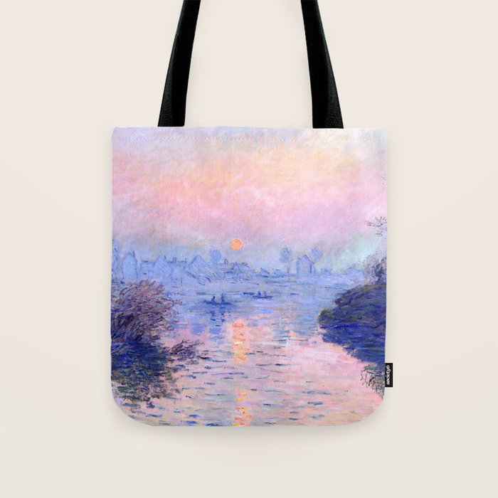Claude Monet "Sunset On The Seine At Lavacourt. Winter Effect" Tote Bag