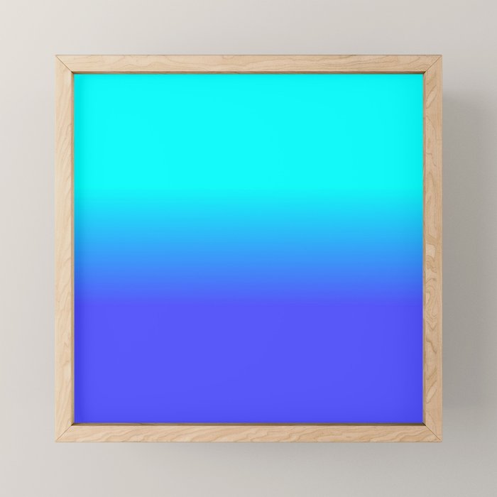 Neon Blue And Bright Neon Aqua Ombré Shade Color Fade Mini Art Print