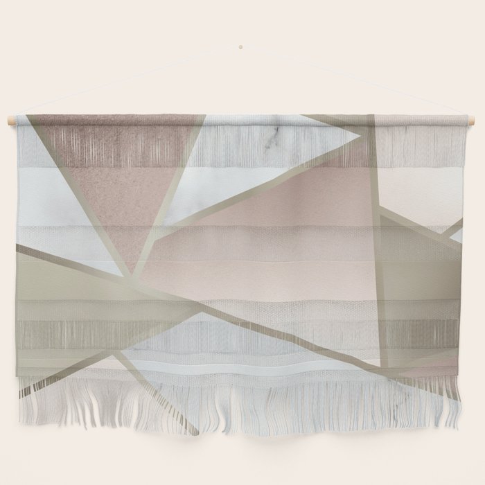 Geometric Art, Rose Gold, Blush Pink, Marble Prints Wall Hanging