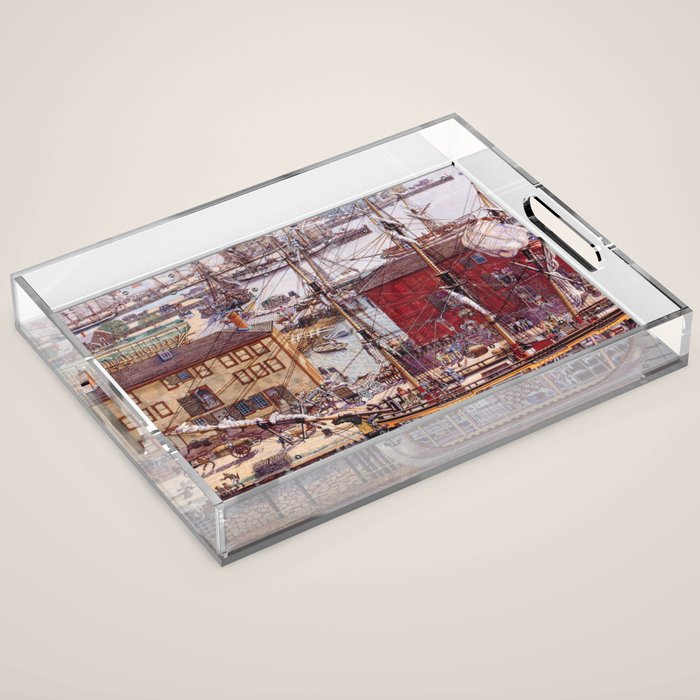 Salem Massachusetts Wharves Diagram Acrylic Tray