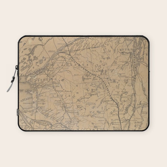 Vintage Adirondack Mountains Railroad Map (1895) V.2 Laptop Sleeve