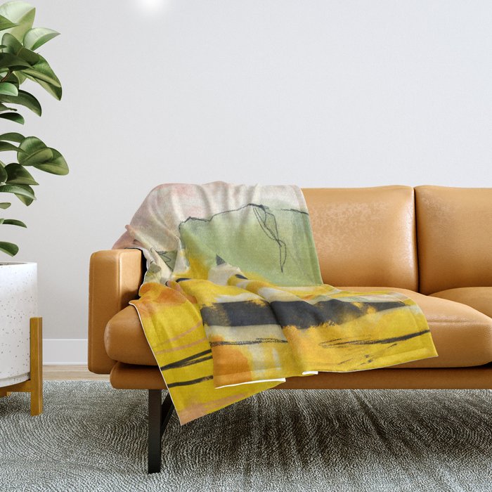 Landscape Abtract - Paysage Jaune Throw Blanket