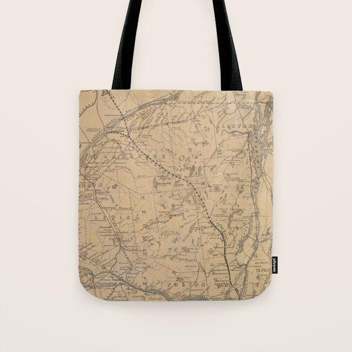 Vintage Adirondack Mountains Railroad Map (1895) V.2 Tote Bag