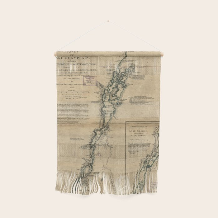 Vintage Map Of Lake Champlain & Lake George (1776) Wall Hanging