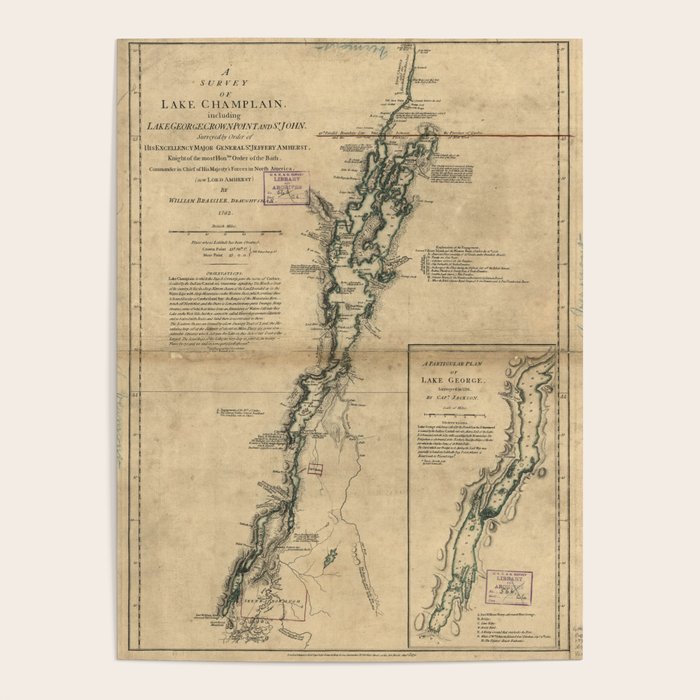 Vintage Map Of Lake Champlain & Lake George (1776) Poster
