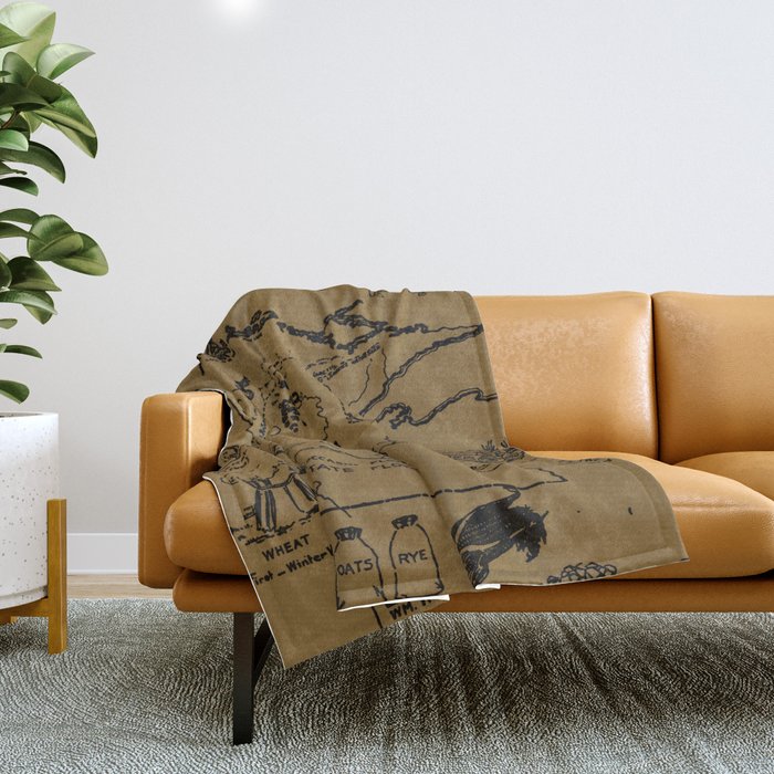 Vintage Map Of Minnesota (1912) - Tan Throw Blanket