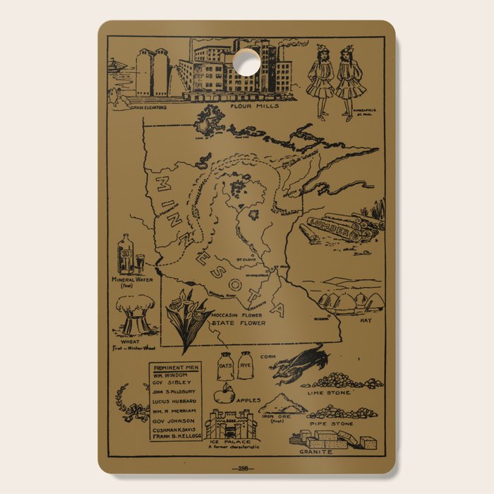 Vintage Map Of Minnesota (1912) - Tan Cutting Board