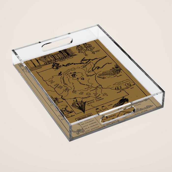 Vintage Map Of Minnesota (1912) - Tan Acrylic Tray