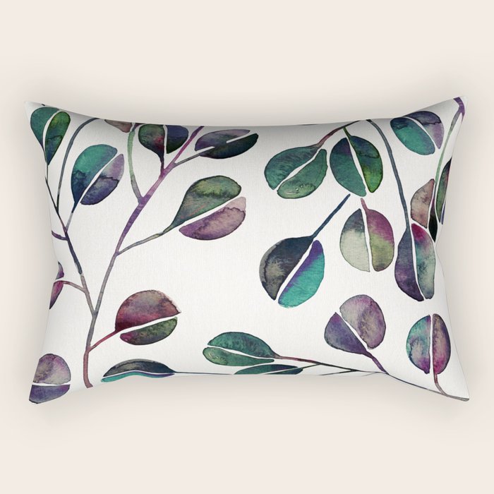 Silver Dollar Eucalyptus - Deep Cool Palette Rectangular Pillow