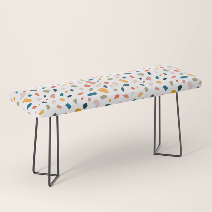 Terrazzo, Abstract Quirky Shapes Bohemian Modern Pattern Confetti Celebration Random Colorful Shapes Bench