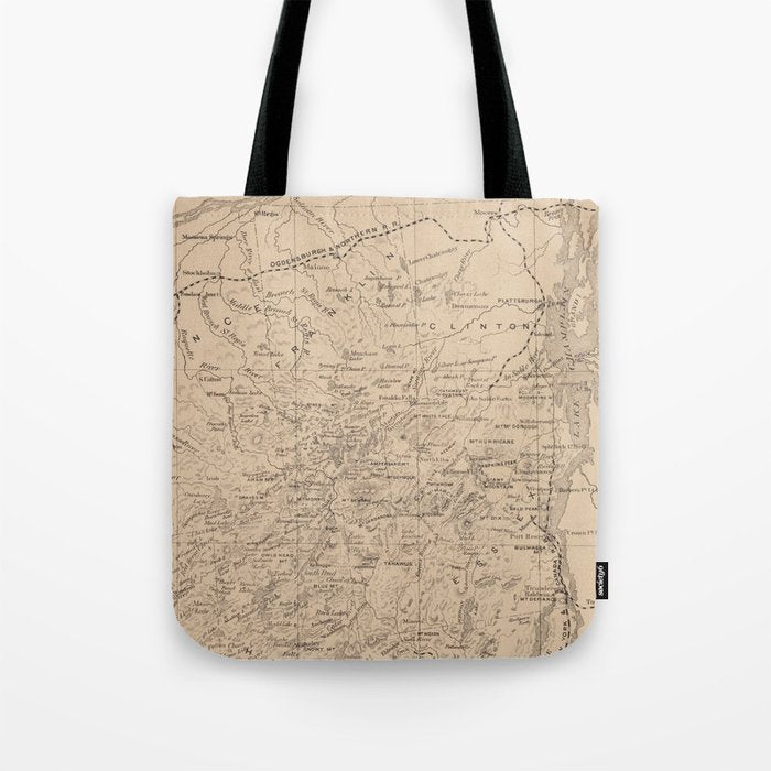 Vintage Map Of The Adirondack Mountains (1874) Tote Bag