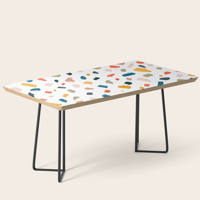 Terrazzo, Abstract Quirky Shapes Bohemian Modern Pattern Confetti Celebration Random Colorful Shapes Coffee Table