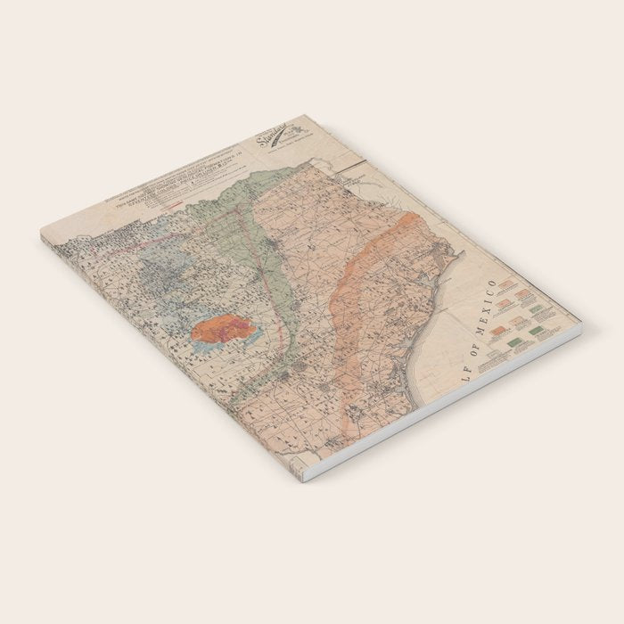 Vintage Geological Map Of Texas (1920) Notebook