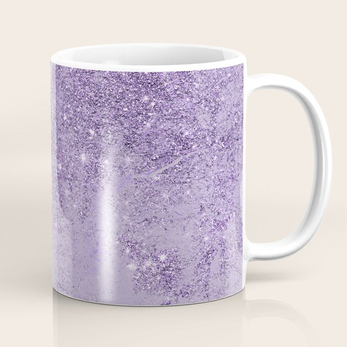 Modern Elegant Lavender Lilac Glitter Marble Coffee Mug