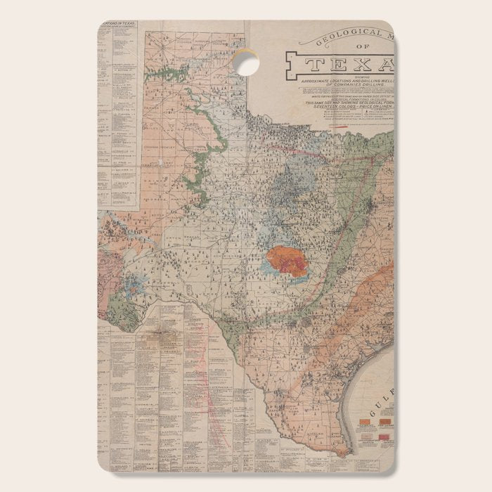 Vintage Geological Map Of Texas (1920) Cutting Board