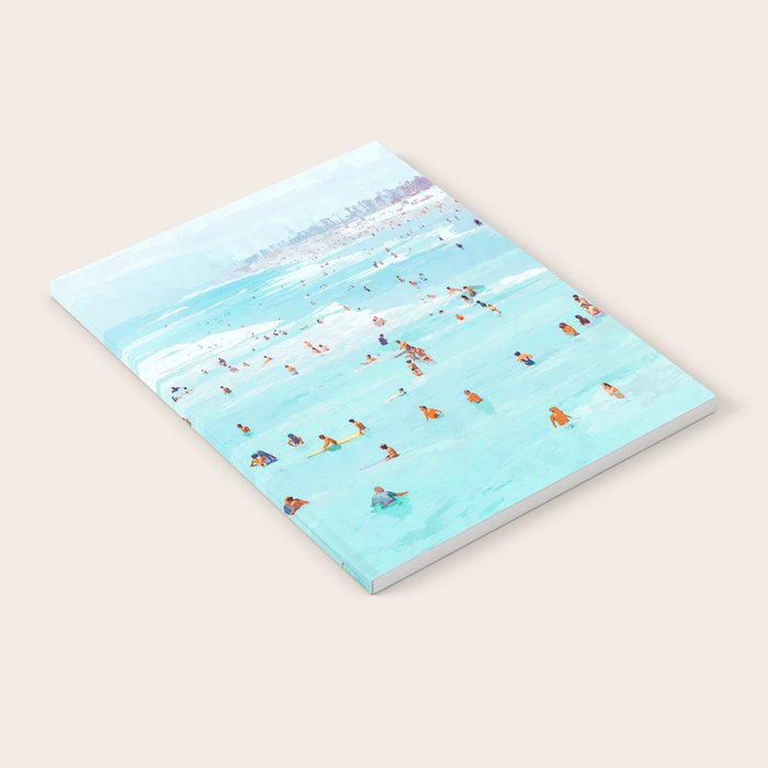 Hot Summer Day | Beachy Watercolor Painting | Ocean Sea Surf Swim | Vacation Travel Staycation Waves Notebook