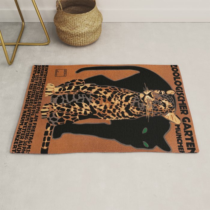 Vintage Munich Zoo Leopard 1912 Advertisement Rug