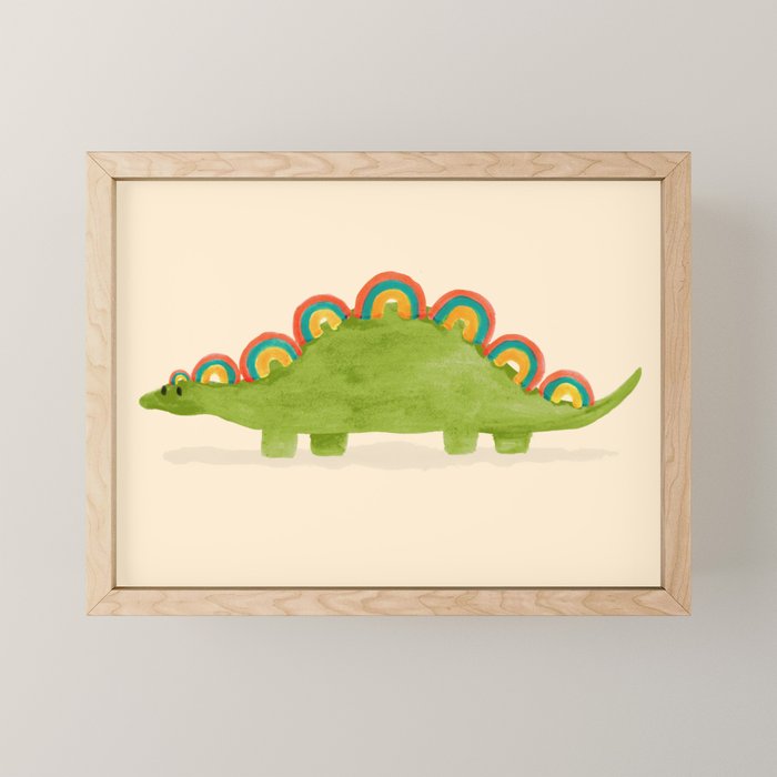 Rainbow Colored Dinosaur (Stegosaurus) Mini Art Print