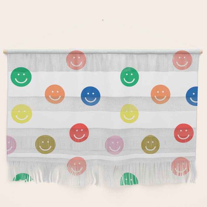 Smiley Faces Happy Simple Rainbow Colors Pattern Smile Face Kids Nursery Boys Girls Decor Wall Hanging