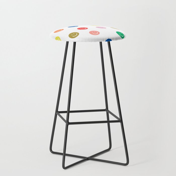 Smiley Faces Happy Simple Rainbow Colors Pattern Smile Face Kids Nursery Boys Girls Decor Stool