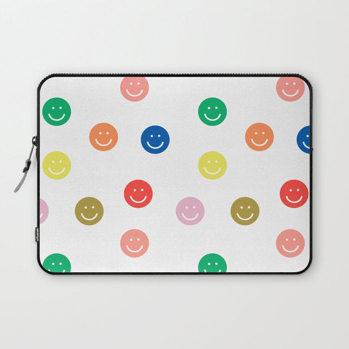 Smiley Faces Happy Simple Rainbow Colors Pattern Smile Face Kids Nursery Boys Girls Decor Laptop Sleeve