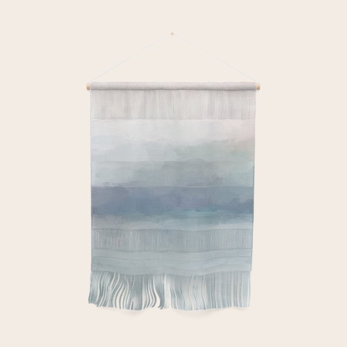 Atlantic Ocean Sunrise I - Blush Pink Mint Sky Baby Blue Abstract Sky Wall Art Water Clouds Painting Wall Hanging