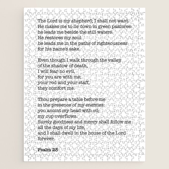 Psalm 23 Bible Verse Print - The Lord Is My Shepherd Jigsaw Puzzle