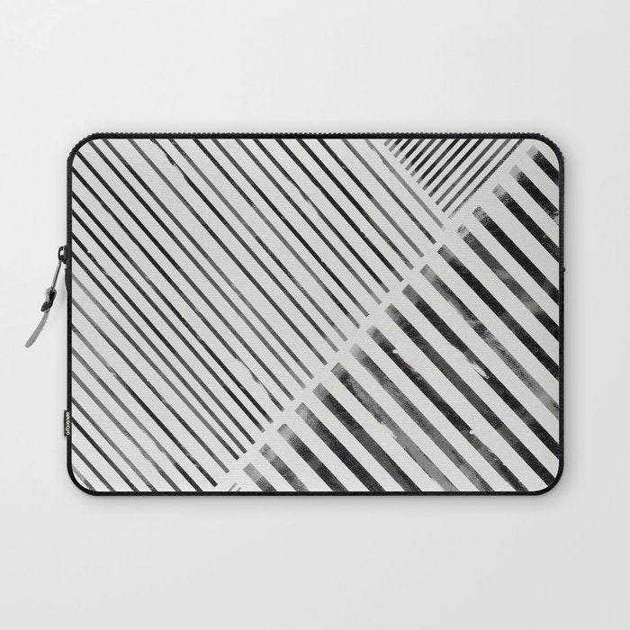 Black And White Stripes, Abstract Laptop Sleeve
