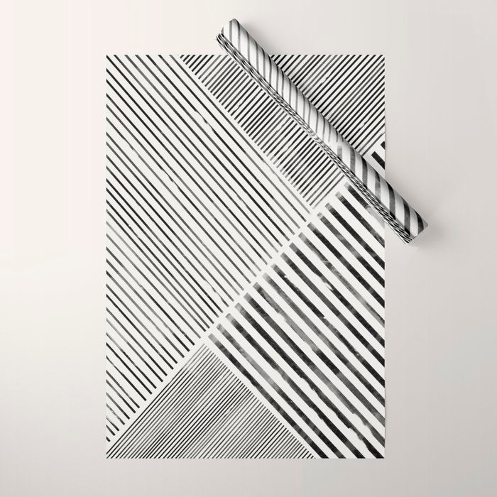 Black And White Stripes, Abstract Wrapping Paper