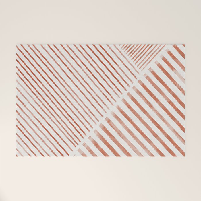 Blush Pink Stripes, Geometric Art Welcome Mat