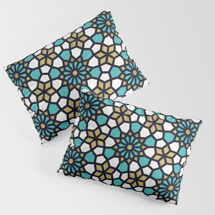 Persian Mosaic - Turquoise & Gold Palette Pillow Sham