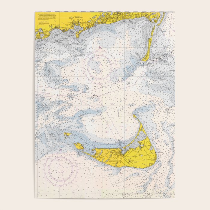 Vintage Map Of The Nantucket Sound (1966) Poster