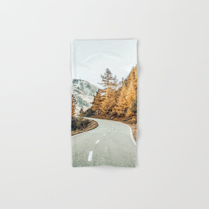 Snow + Golden Pine Photography Landscape Wall Decor, Scenic Nature Bath Towel