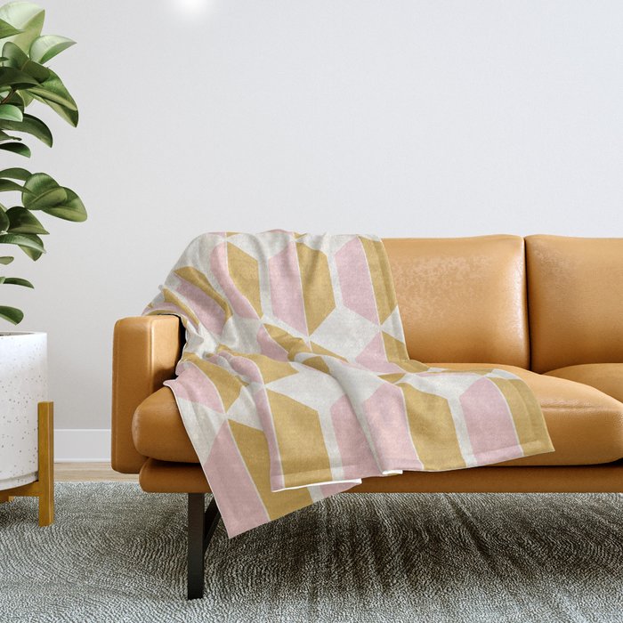 Zola Pattern Shapes - Sunrise Pink And Orange Throw Blanket
