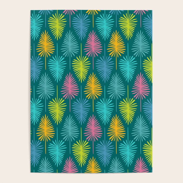 Bright Tropical Botanical Pattern Poster