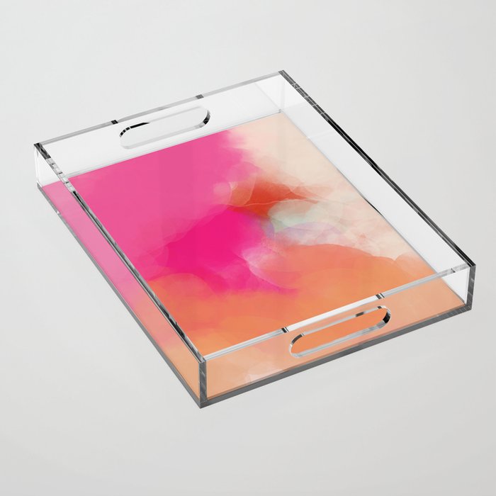 Dreamy Days In Pink Peach Aquarell Acrylic Tray