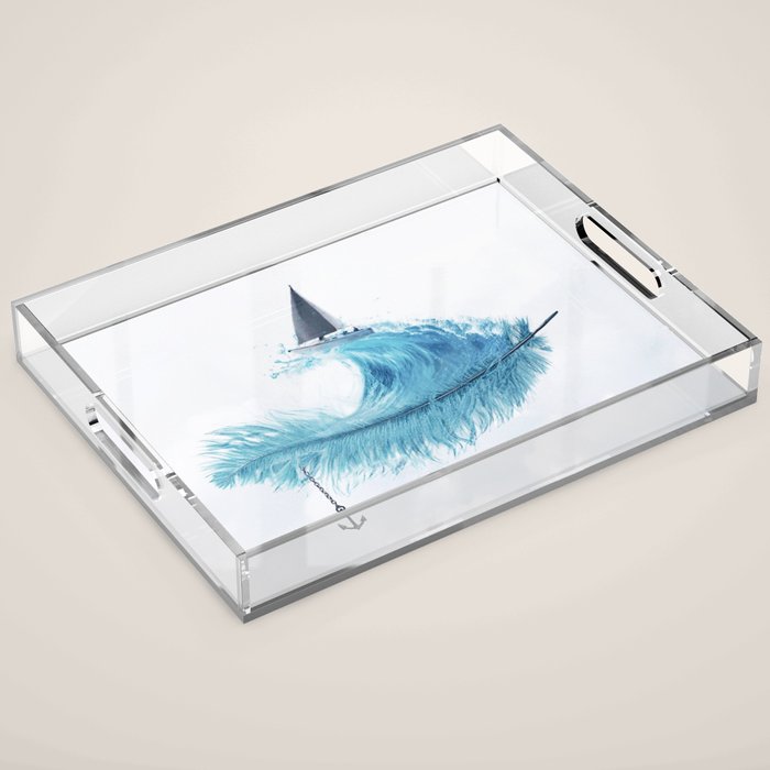 Water Feather â¢ Blue Feather I Acrylic Tray