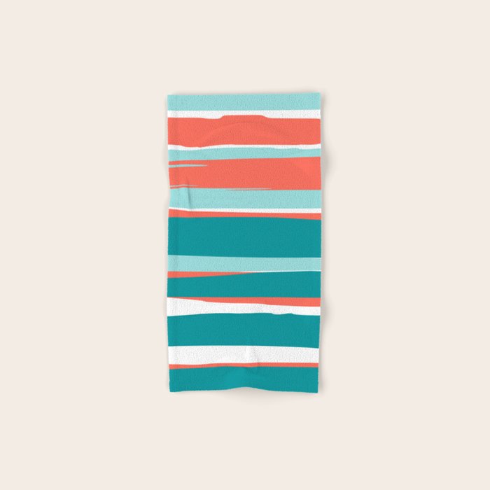 Colorful Stripes, Coral, Teal And Aqua Bath Towel